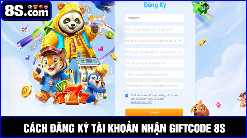 Cách đăng ký nhận giftcode 8S