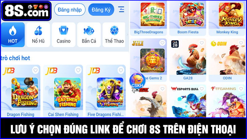 lưu ý chơi 8S trên điện thoại