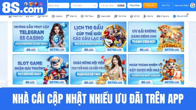 cập nhật nhiều ưu đãi trên app 8S mobile